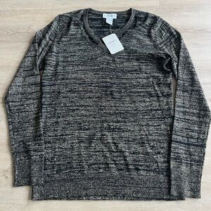 Carmen Marc Valvo Metallic Sweater Blouse Black Gold SZ S NWT